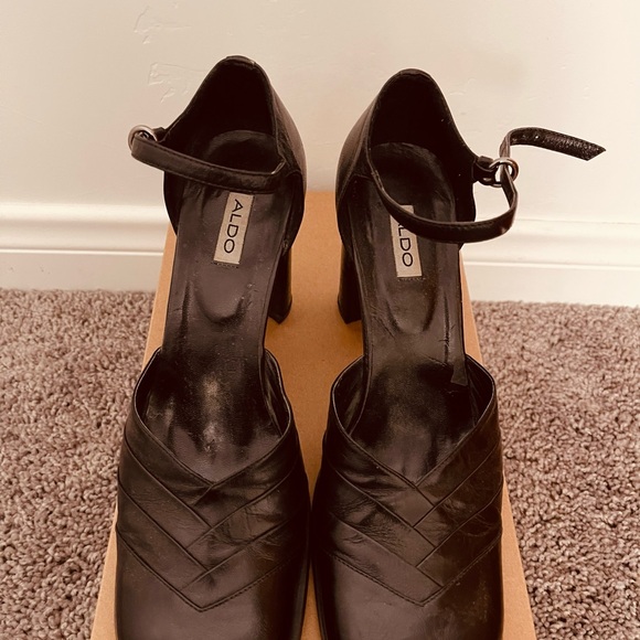 Aldo Elegant Black Heels with Ankle Strap - Picture 5 of 9